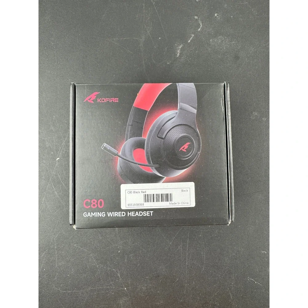 Kofire C80 Gaming Wired‎ Headset Black Red Over Ear with Microphone PC Laptop